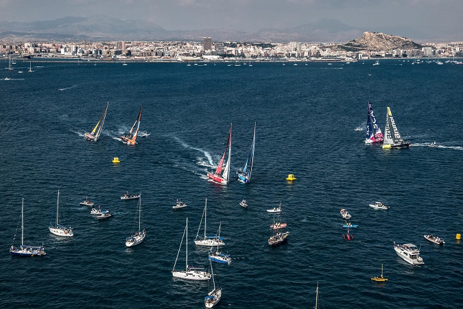 October 4, 2014. The fleet during the start of the  In-Port Race in Alicante.