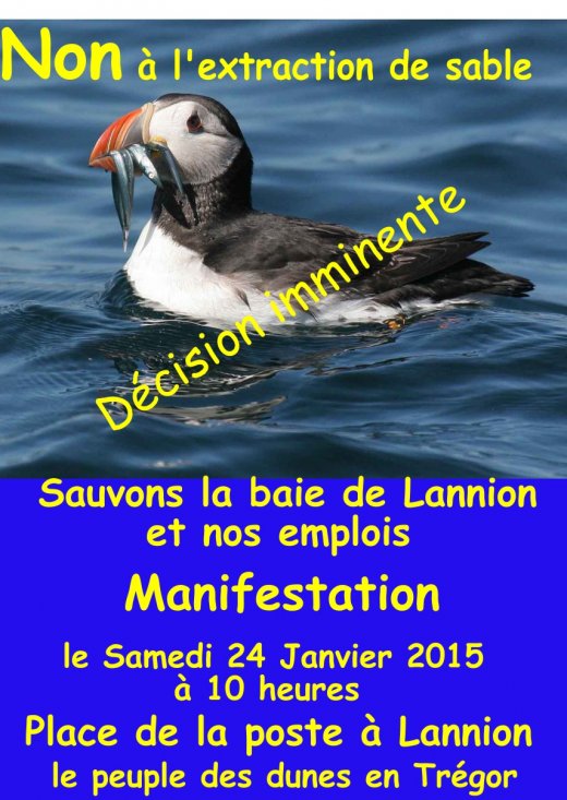 affiche manif extraction de sable baie de Lannion _