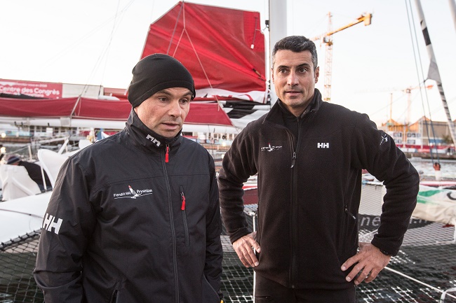 Multi 50 Fenetrea Prysmian, skippers Erwan Le Roux (FRA) and Giancarlo Pedote (ITA), during the Transat Jacques Vabre start on october 25, 2015 in Le Havre, France - Photo Jean Marie Liot / DPPI